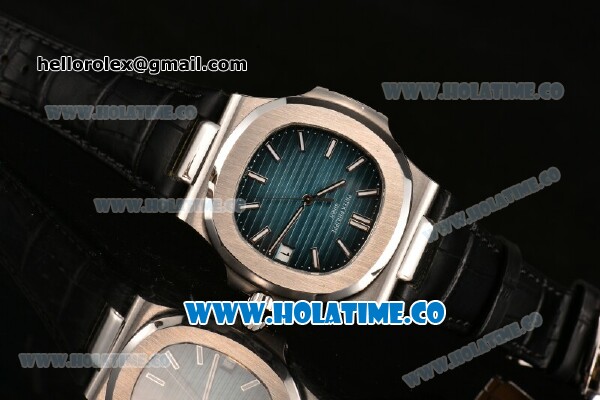 Patek Philippe Nautilus Miyota 9015 Automatic Steel Case with White Stick Markers and Blue Dial (BP) - Click Image to Close